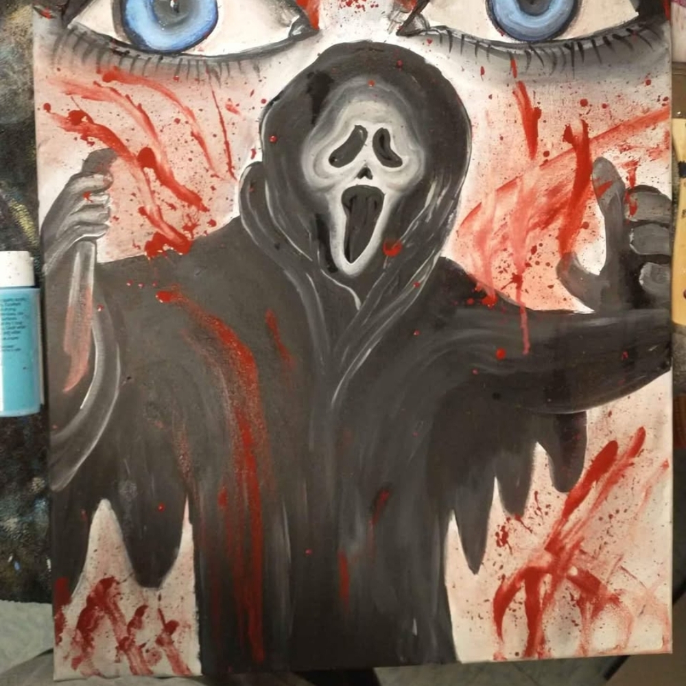 Horror Scream Art Canvas - Black and Red